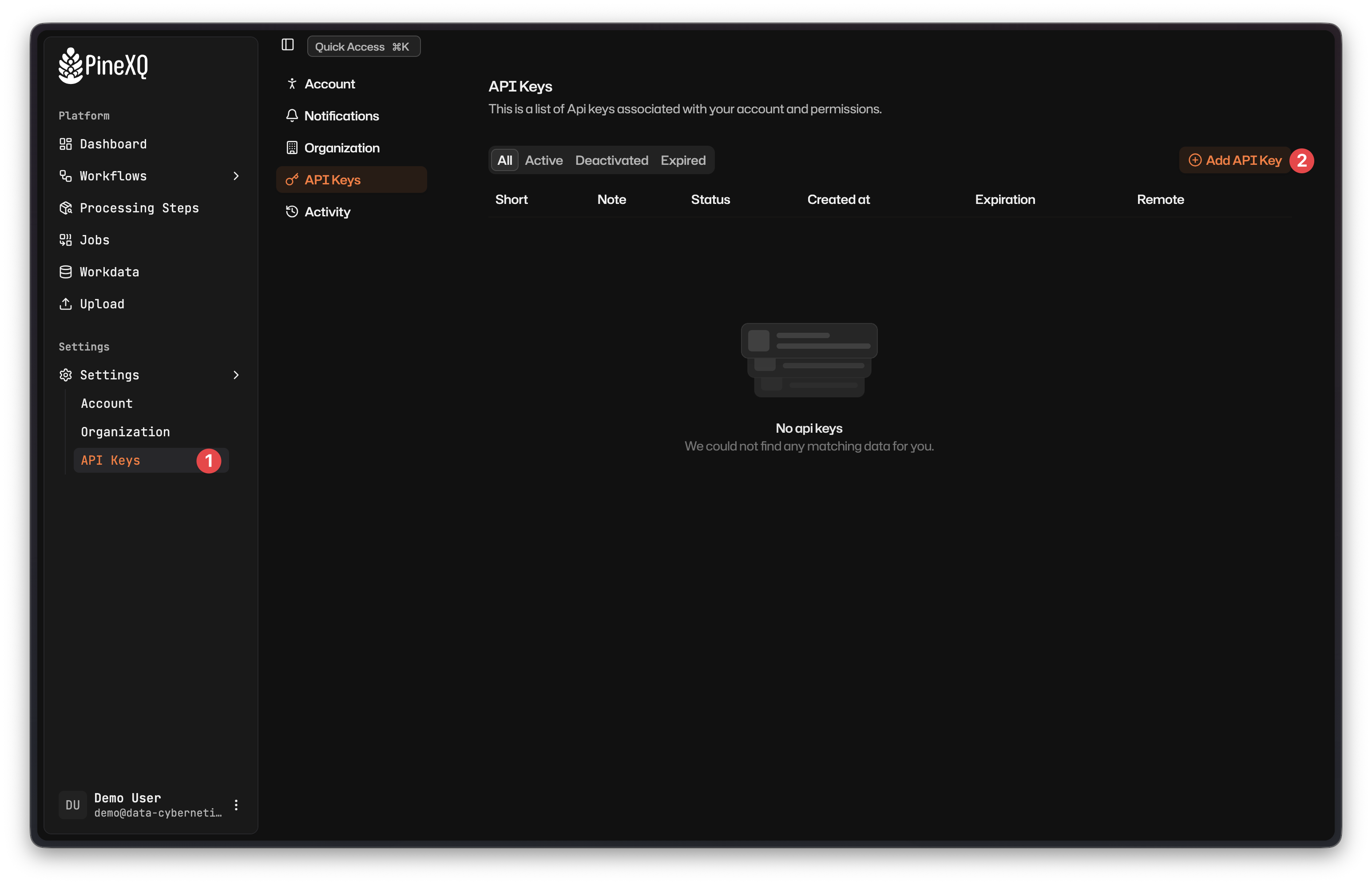 API keys